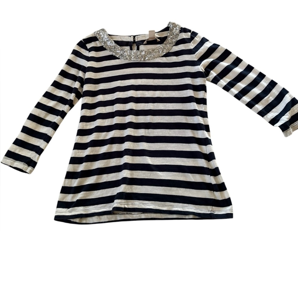 Banana Republic Striped Navy and White Women’s Top w Sequin Sz XS